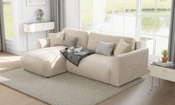 Hoekbank met slaapfunctie Lovelle links velvet