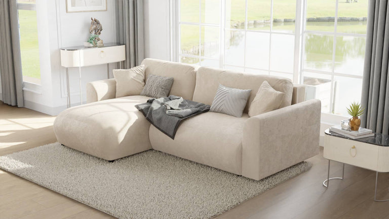 Hoekbank met slaapfunctie Lovelle links velvet