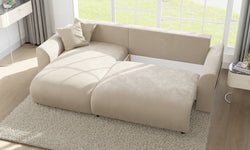 Hoekbank met slaapfunctie Lovelle links velvet