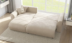 Hoekbank met slaapfunctie Lovelle links velvet