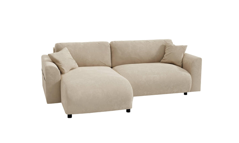 Hoekbank met slaapfunctie Lovelle links velvet