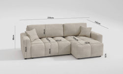 Hoekbank met slaapfunctie Lumi rechts microvezel