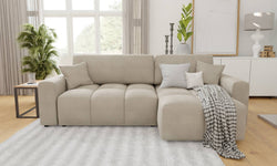 Hoekbank met slaapfunctie Lumi rechts microvezel