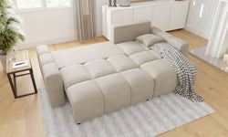 Hoekbank met slaapfunctie Lumi rechts microvezel