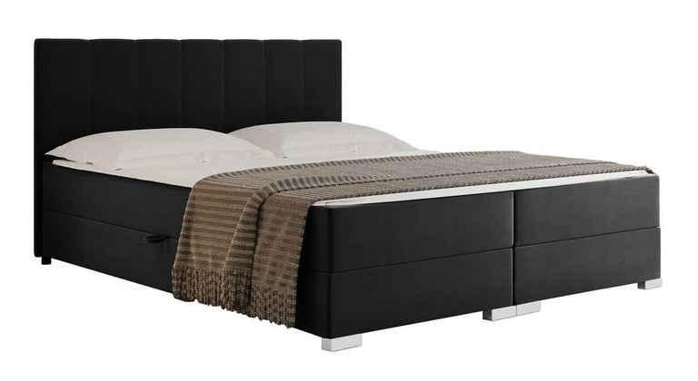 Boxspring Jaya 140x200 cm fluweel incl topper en opbergvak