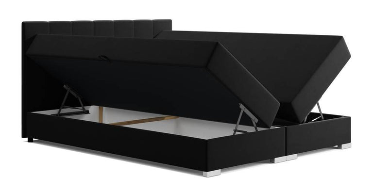 Boxspring Jaya 140x200 cm fluweel incl topper en opbergvak