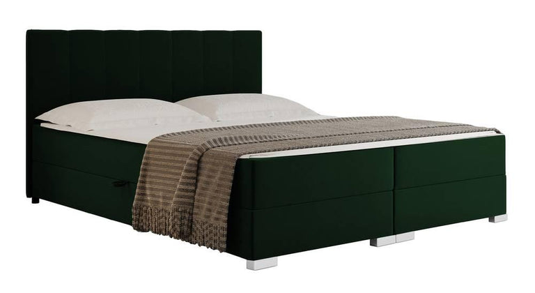 Boxspring Jaya 160x200 cm fluweel incl topper en opbergvak