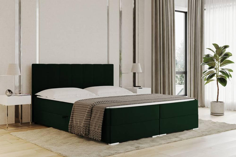 Boxspring Jaya 160x200 cm fluweel incl topper en opbergvak