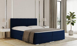 Boxspring Jaya 160x200 cm fluweel incl topper en opbergvak