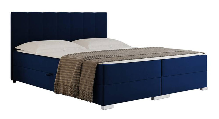 Boxspring Jaya 140x200 cm fluweel incl topper en opbergvak