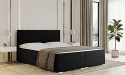 Boxspring Jaya 160x200 cm fluweel incl topper en opbergvak