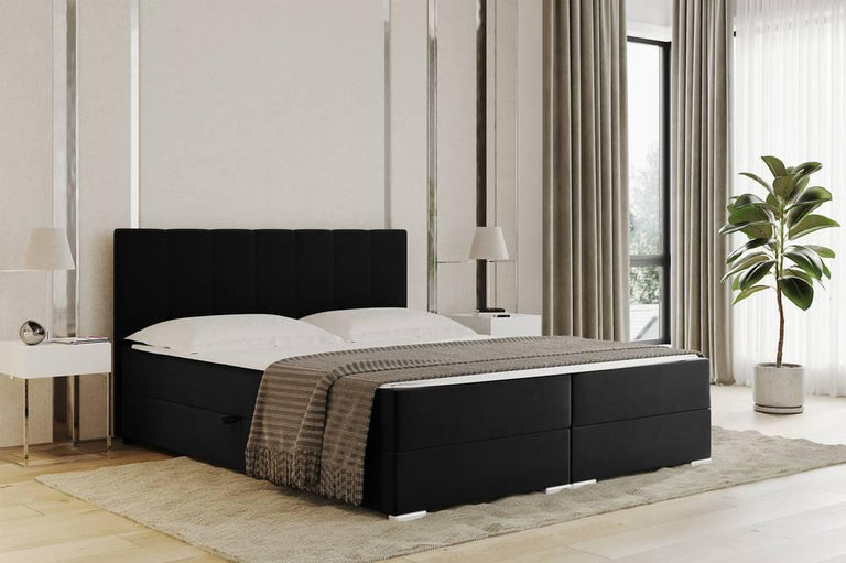 Boxspring Jaya 160x200 cm fluweel incl topper en opbergvak