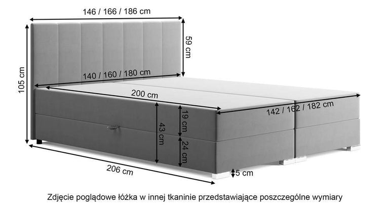 Boxspring Jaya 180x200 cm fluweel incl topper en opbergvak