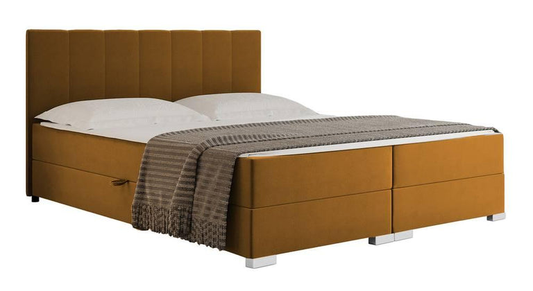 Boxspring Jaya 140x200 cm fluweel incl topper en opbergvak
