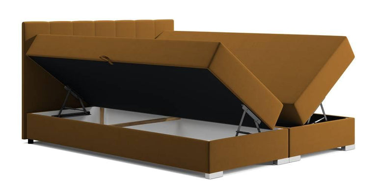 Boxspring Jaya 140x200 cm fluweel incl topper en opbergvak