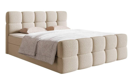 Karisma - Tweepersoonsbed met opbergruimte - Teddystof beige - 180x200 Karisma - Tweepersoonsbed met opbergruimte - Teddystof beige - 180x200