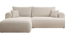 Hoekbank Philipa links bouclé met slaapfunctie