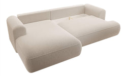 Hoekbank Philipa links bouclé met slaapfunctie