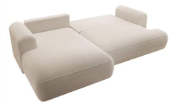 Hoekbank Philipa links bouclé met slaapfunctie