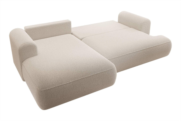 Hoekbank Philipa links bouclé met slaapfunctie