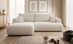 Hoekbank Philipa links bouclé met slaapfunctie