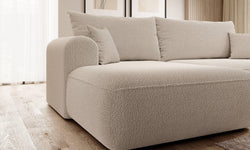 Hoekbank Philipa links bouclé met slaapfunctie