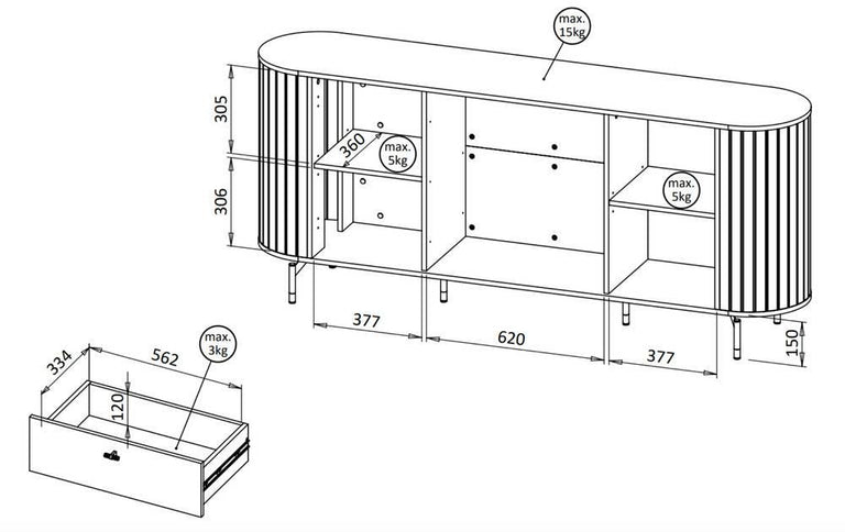 Ladekast Zehre 2-deurs