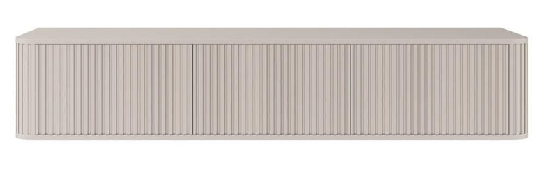 Ovarlo hangend tv-meubel met groeven, driedeurs, 163 cm, zandbeige