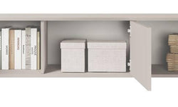 Ovarlo hangend tv-meubel met groeven, driedeurs, 163 cm, zandbeige