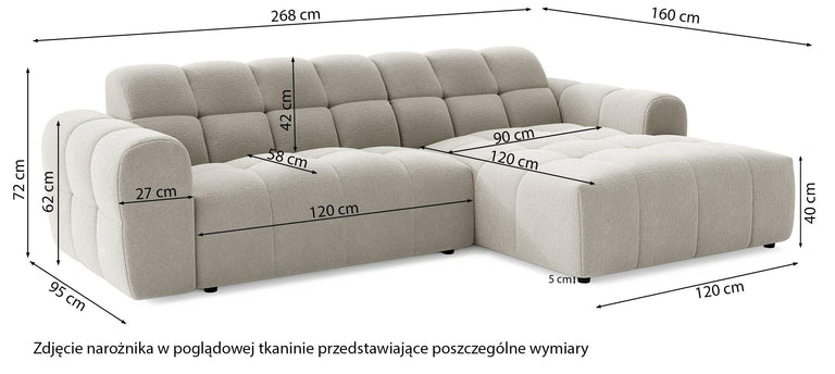 Hoekbank Vonty chenille rechts