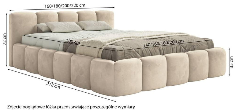 Bedframe Chloe laag 160 x 200 cm velvet