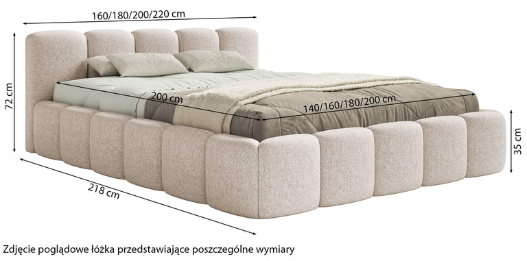 Bedframe Chloe laag 140 x 200 cm chenille