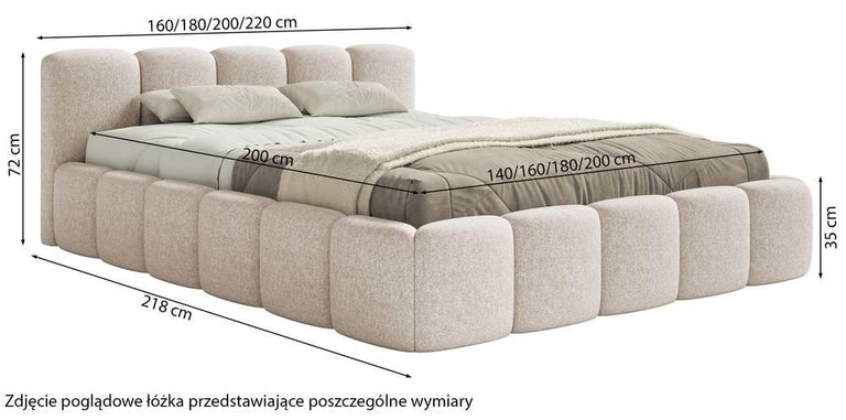 Bedframe Chloe laag 140 x 200 cm chenille
