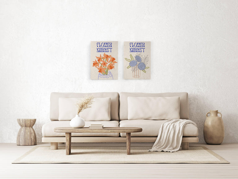 Wanddecoratie Flower Market Blue
