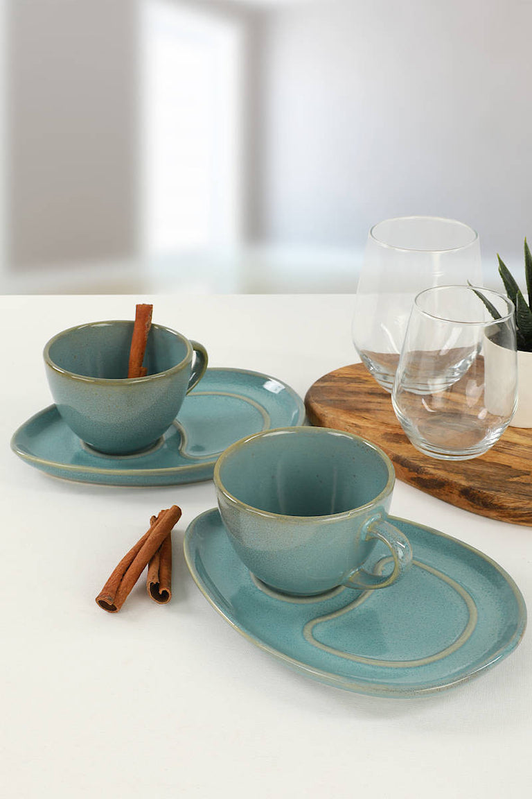 Set van 2 koffiekopjes en schotels Retro