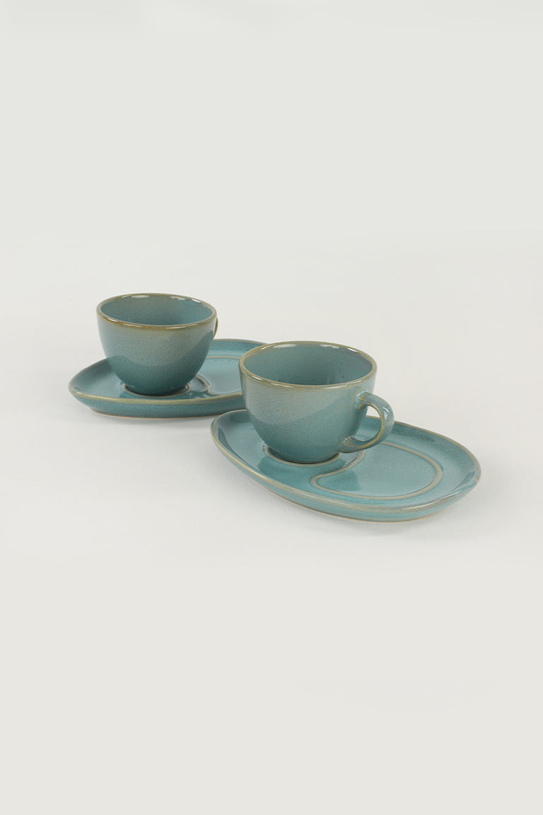 Set van 2 koffiekopjes en schotels Retro