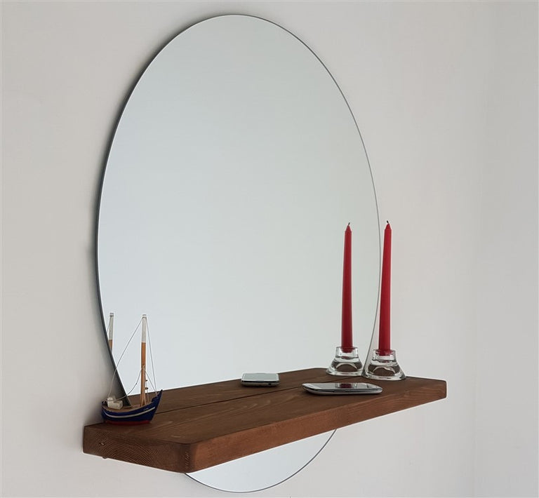 Wandplank met spiegel Aenna 126, met drie planken, robuust en stabiel, kleur: wit, afmetingen Wandplank met spiegel Aenna 126, met drie planken, robuust en stabiel, kleur: wit, afmetingen