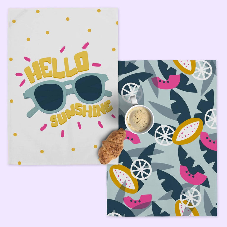 Set van 2 theedoeken Hello Sunshine