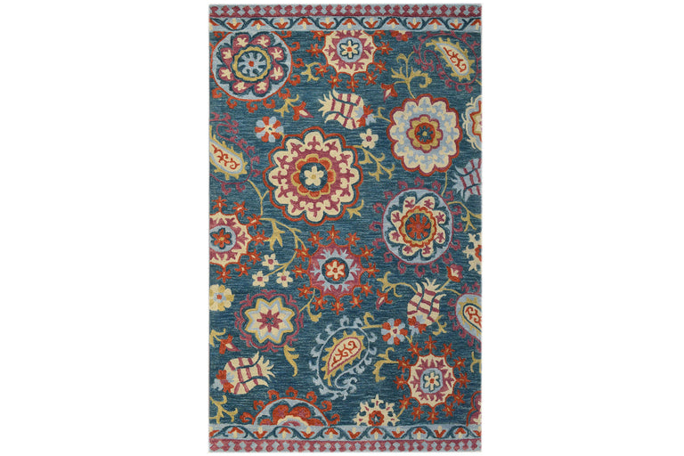 Vloerkleed Bloemen handgemaakt wol