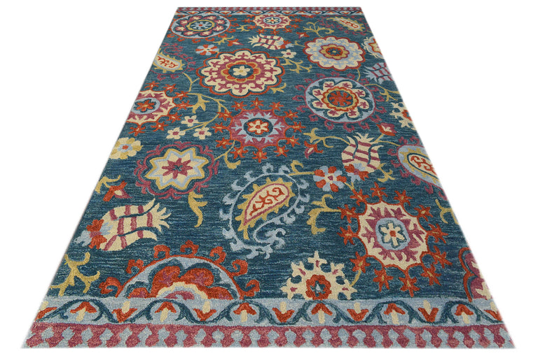 Vloerkleed Bloemen handgemaakt wol