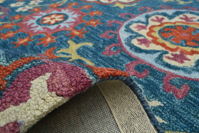 Vloerkleed Bloemen handgemaakt wol
