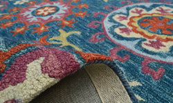 Vloerkleed Bloemen handgemaakt wol