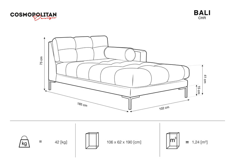 Chaise longue Bali rechts velvet