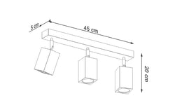 3-lichts plafondlamp Keke
