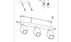 3-lichts plafondlamp Keke