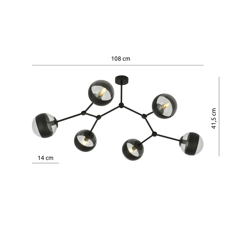 6-lichts pafondlamp Stratos