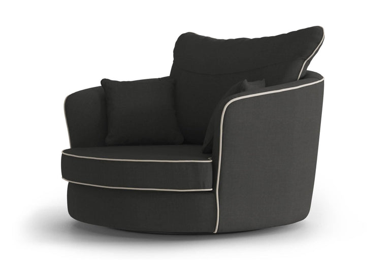 Fauteuil Vendôme linnen draaibaar met contrast piping