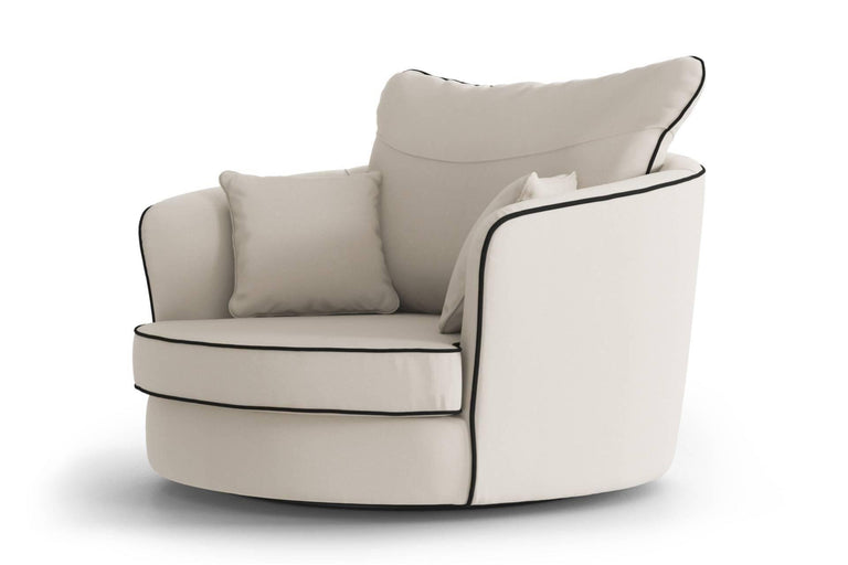 Fauteuil Vendôme linnen draaibaar met contrast piping