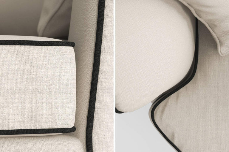 Fauteuil Vendôme linnen draaibaar met contrast piping