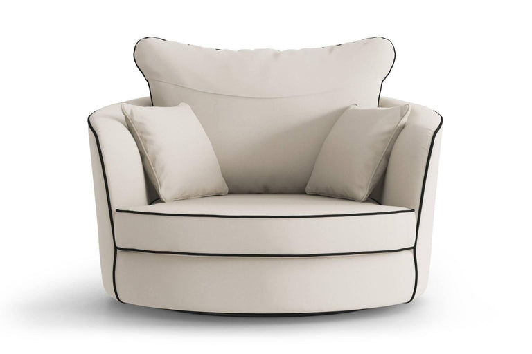 Fauteuil Vendôme linnen draaibaar met contrast piping